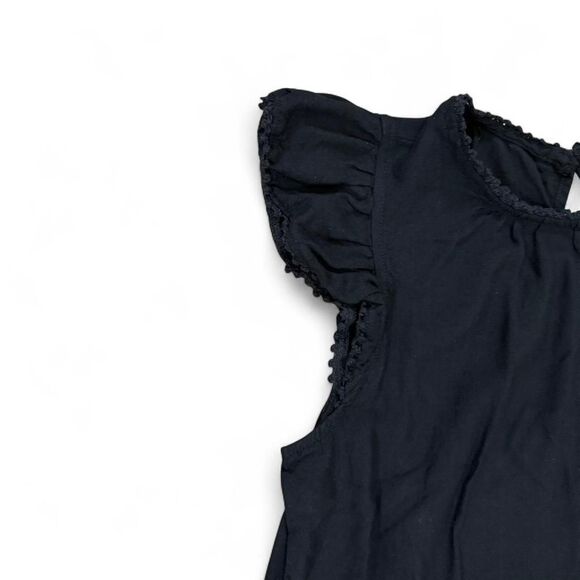 Black ruffle dress with flutter cap sleeves and ruffle hem size small - Picture 3 of 8